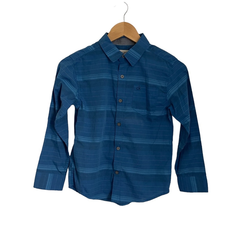 Calvin Klein blue boys Long-sleeve Collared Shirt size S/8